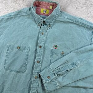 Vintage Duck Head Shirt Mens XL Teal Long Sleeve Button Down Pocket Made in USA